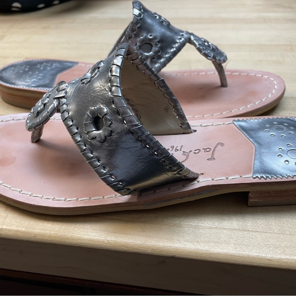 Jack Rogers Jack II leather sandals Size 8 Color Pewter/Silver - Picture 5 of 9